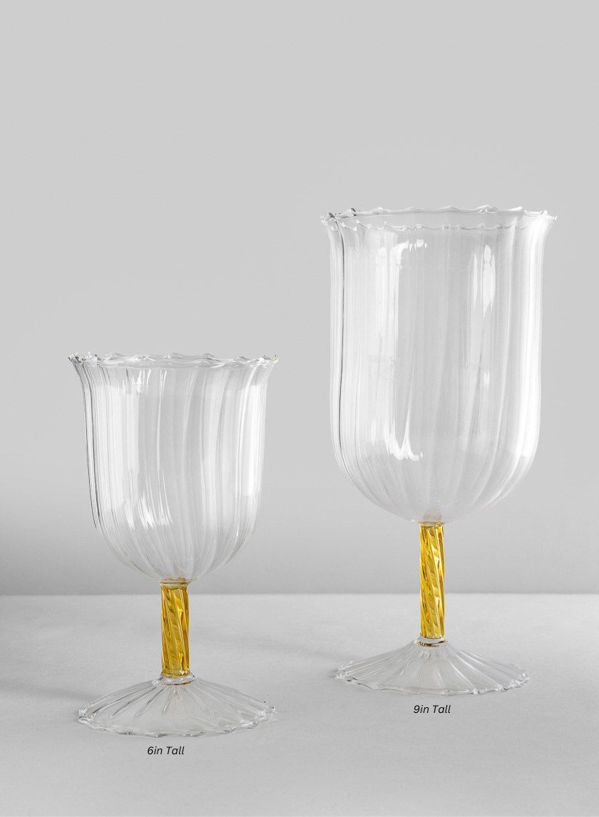 Luxe Fluted Glass Goblet Decor Jamali-garden
