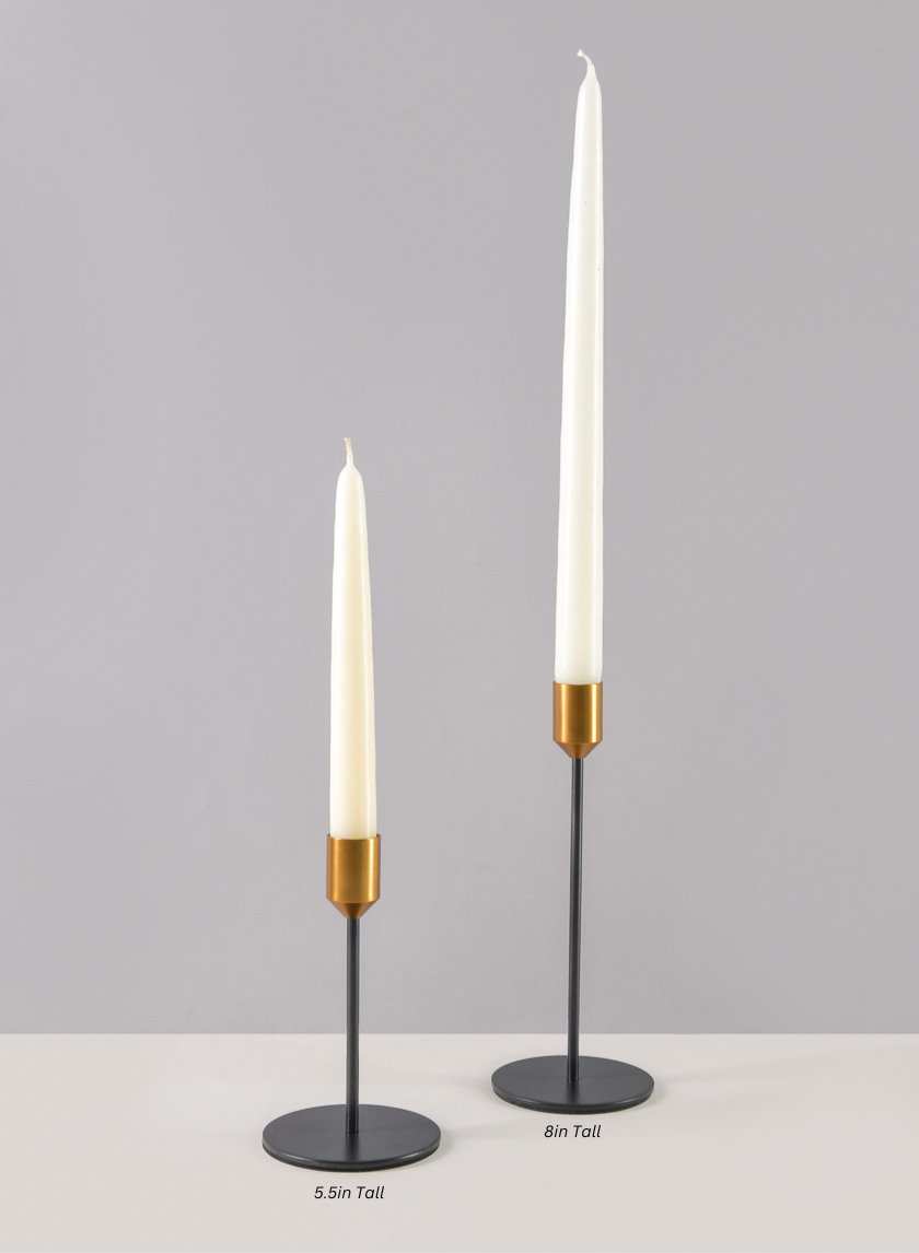 Barney Black Gold Taper Holder Decor Jamali-garden