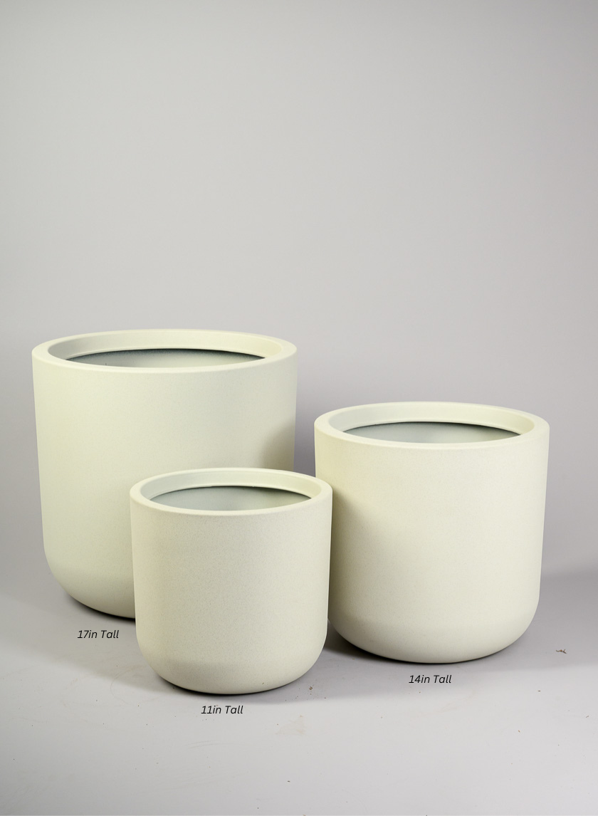 Rumi White Real Look PVC Light Weight Cylinder Pot Decor Jamali-garden