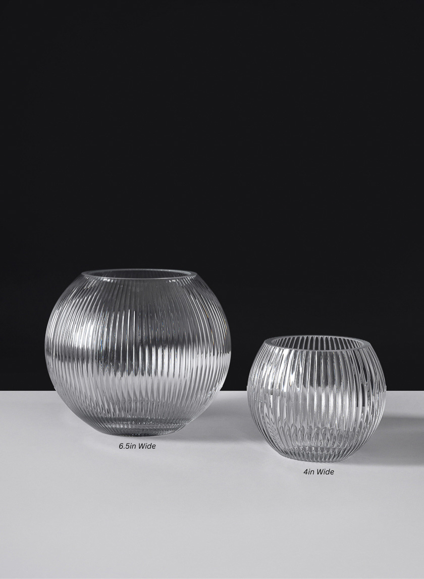 Pleated Glass Fishbowl Vase Decor Jamali-garden