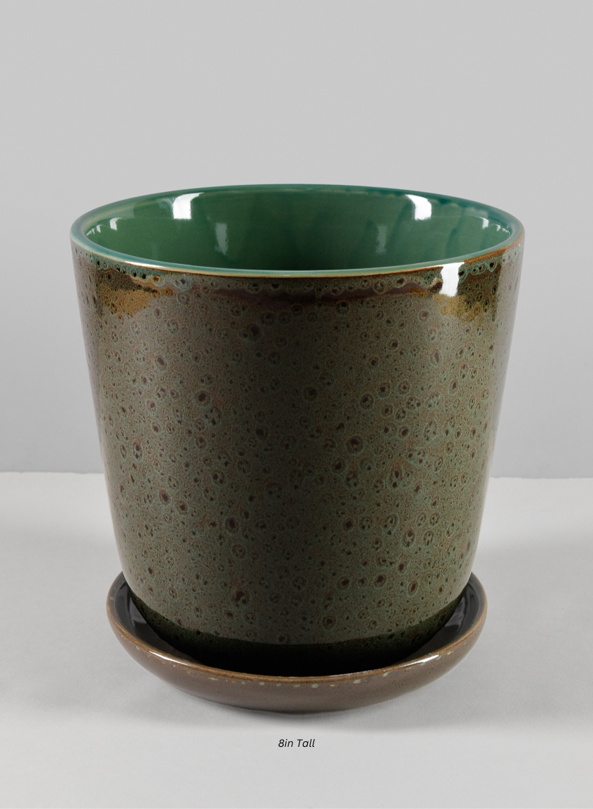 Cobra Black Dotted Green Pot Decor Jamali-garden 8in Tall EACH