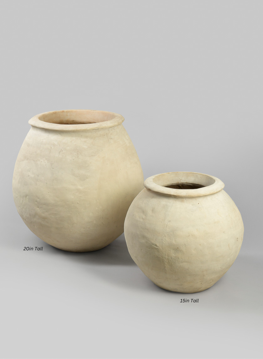 Petra Aged White Wash Fishbowl Planter Decor Jamali-garden