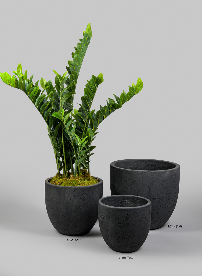 Yerevan Black Cement Stone Egg Pot Decor Jamali-garden