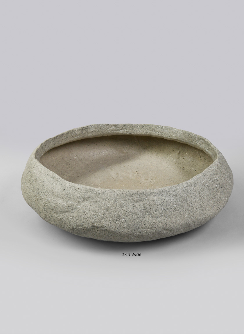 Shirak Poly-Stone Sand Beige Orchid Bowl Decor Jamali-garden 17in Wide EACH