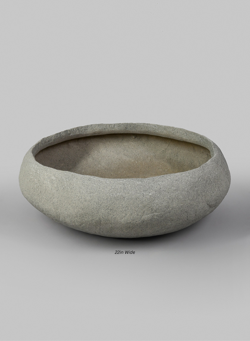 Shirak Poly-Stone Sand Beige Orchid Bowl Decor Jamali-garden 22in Wide EACH