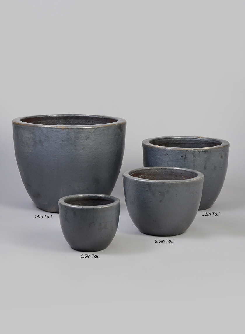Belize Egg Clay &amp; Ceramic Planter, Matte Black Decor Jamali-garden