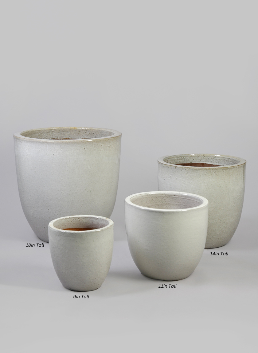 Belize Egg Clay &amp; Ceramic Planter, Cloud White Decor Jamali-garden