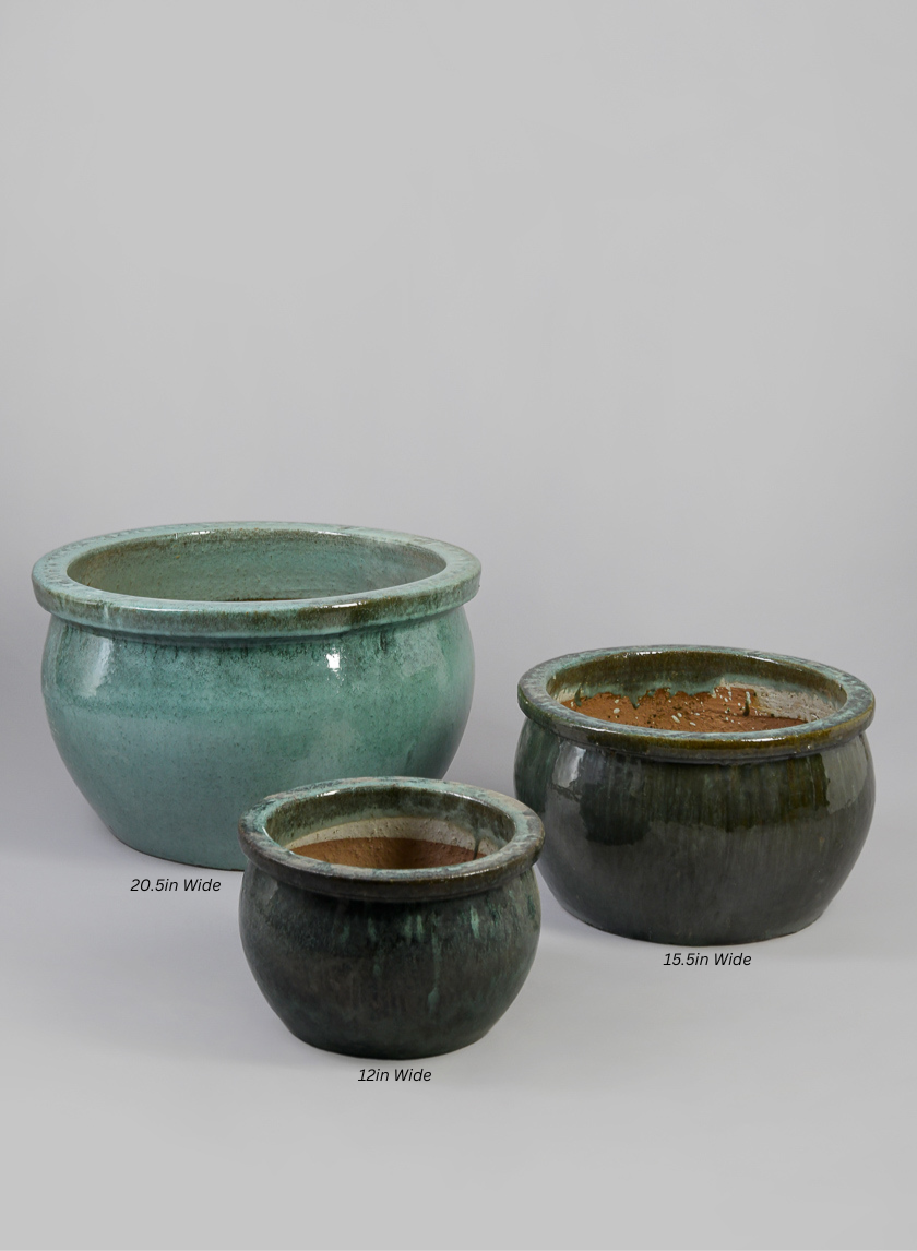 Low Bowl Clay &amp; Ceramic Planter, Bali Jade Decor Jamali-garden