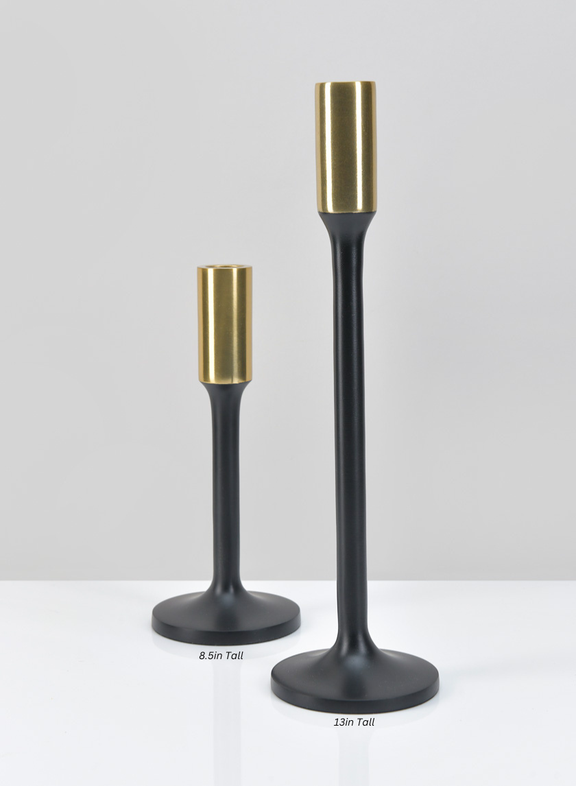 Zaragoza Black &amp; Gold Candlestick Decor Jamali-garden