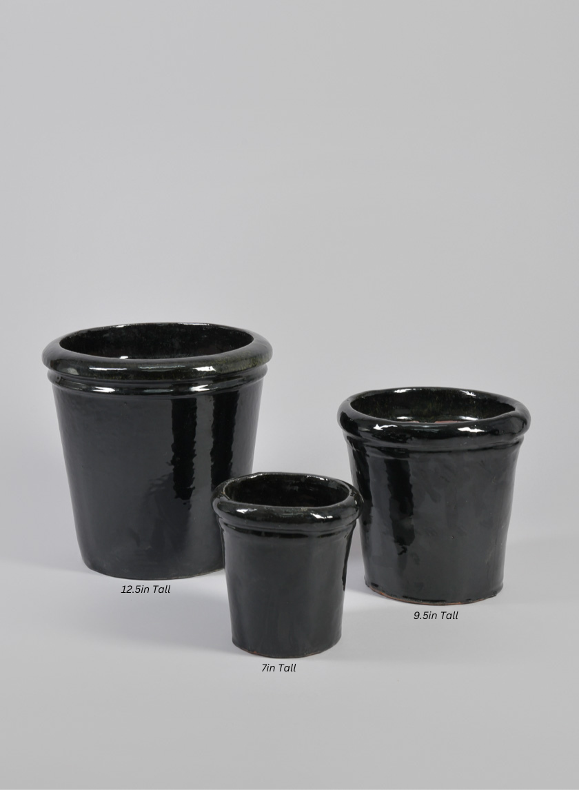 Rolled Rim Clay &amp; Ceramic Planter, Mesquite Black Decor Jamali-garden