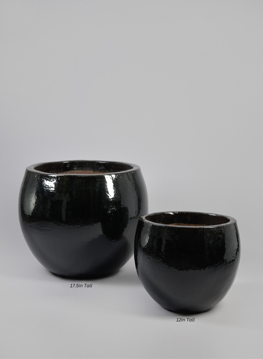 Grand Bowl Clay &amp; Ceramic Planter, Mesquite Black Decor Jamali-garden