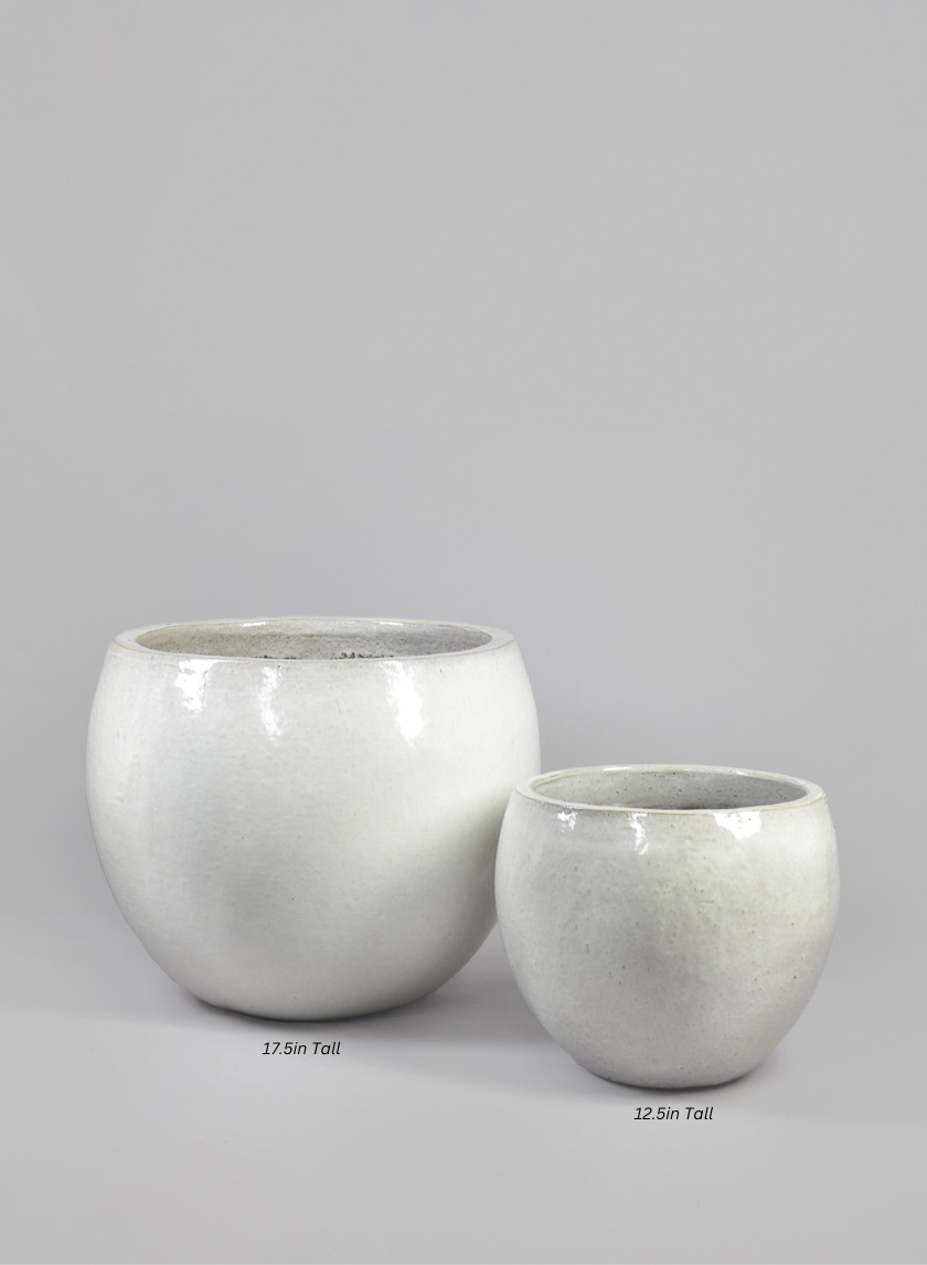 Grand Bowl Clay &amp; Ceramic Planter, Cloud White Decor Jamali-garden