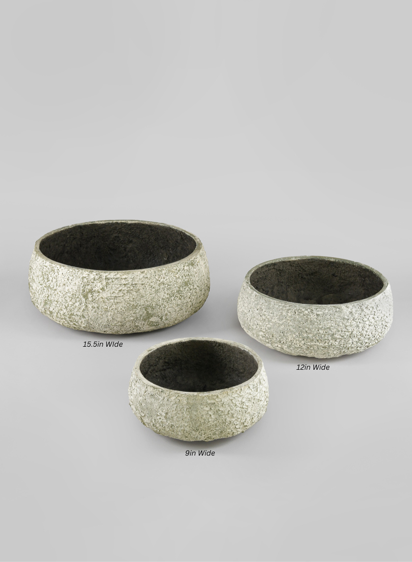 Mesquite Chalk Stone Moss Green Low Bowl Decor Jamali-garden