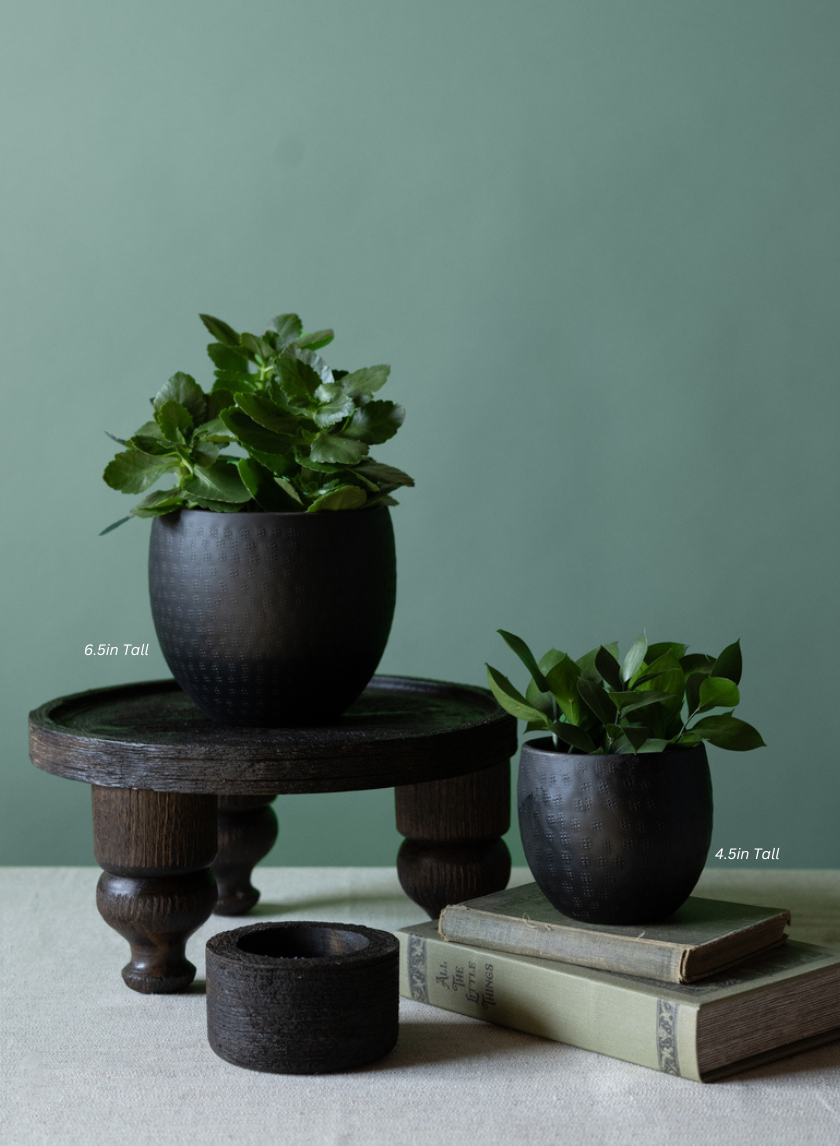 Anga Aluminum Ethnic Black Pot Decor Jamali-garden