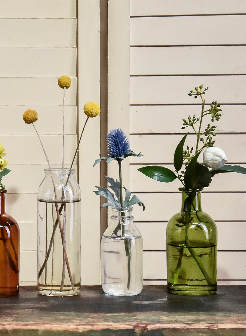 4in Tall Clear Glass Milk Bottle Vase, Mini Decor Jamali-garden