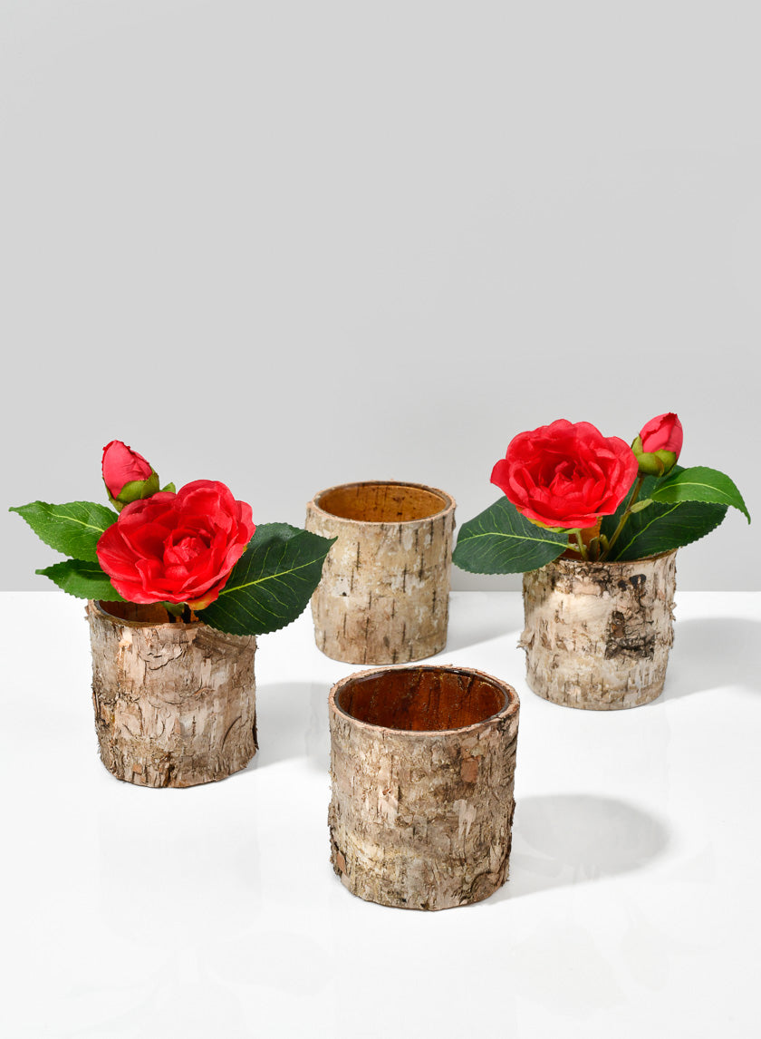 3in Tall Birch Bark Glass Vase Decor Jamali-garden