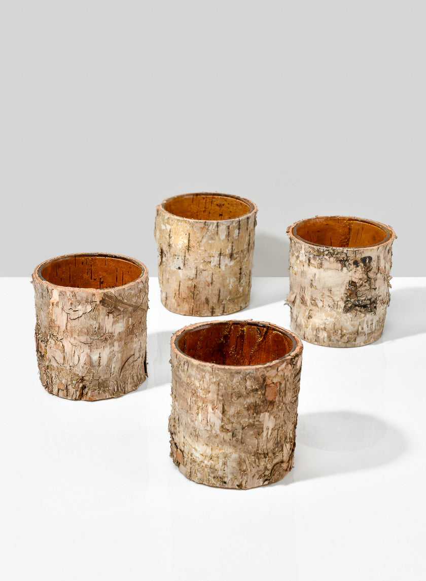 3in Tall Birch Bark Glass Vase Decor Jamali-garden
