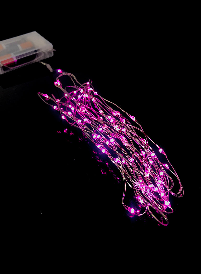 14ft Long 80 Pink Naked Wire L.E.D. Light String Decor Jamali-garden