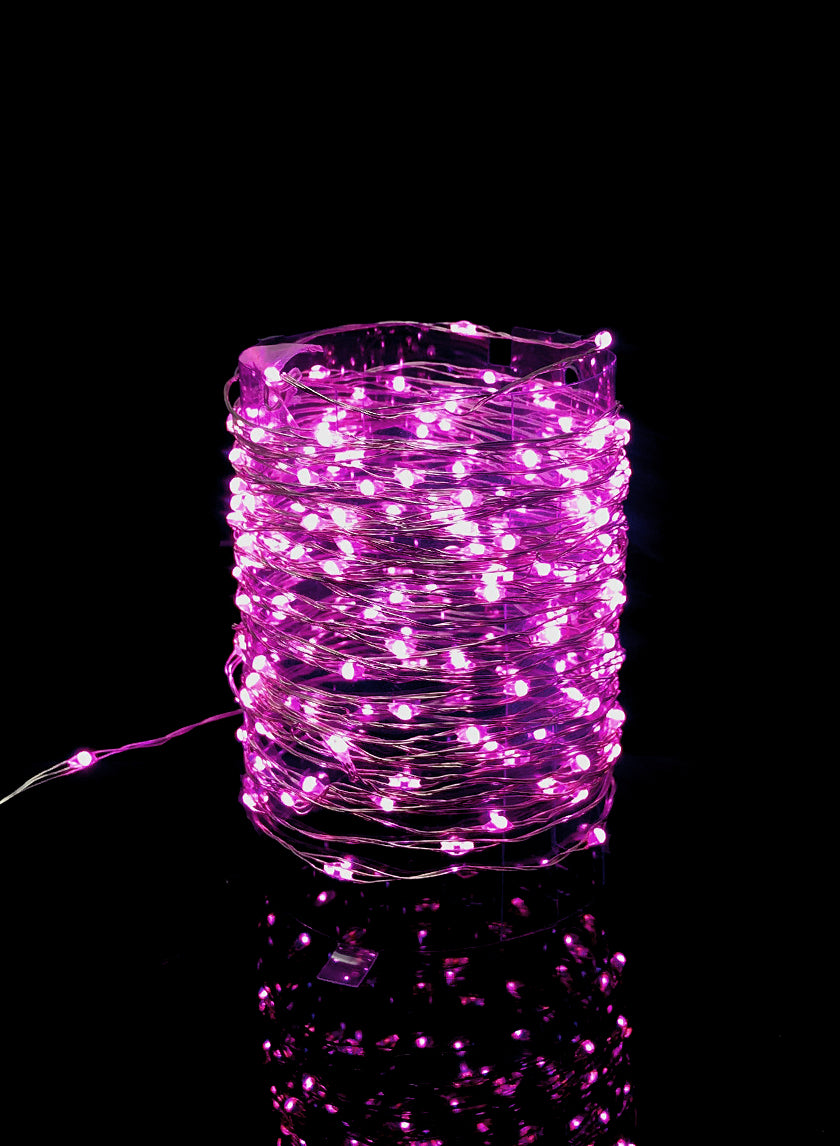 36ft Long 200-Light Pink Naked Wire L.E.D. Light String, Plug-In Decor Jamali-garden