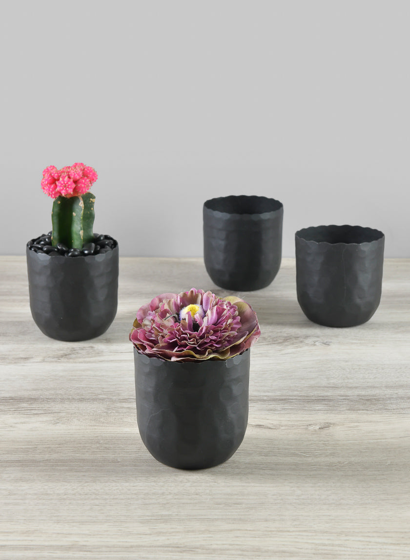 3.25in Tall Chacin Aluminum Black Mini Pots Decor Jamali-garden