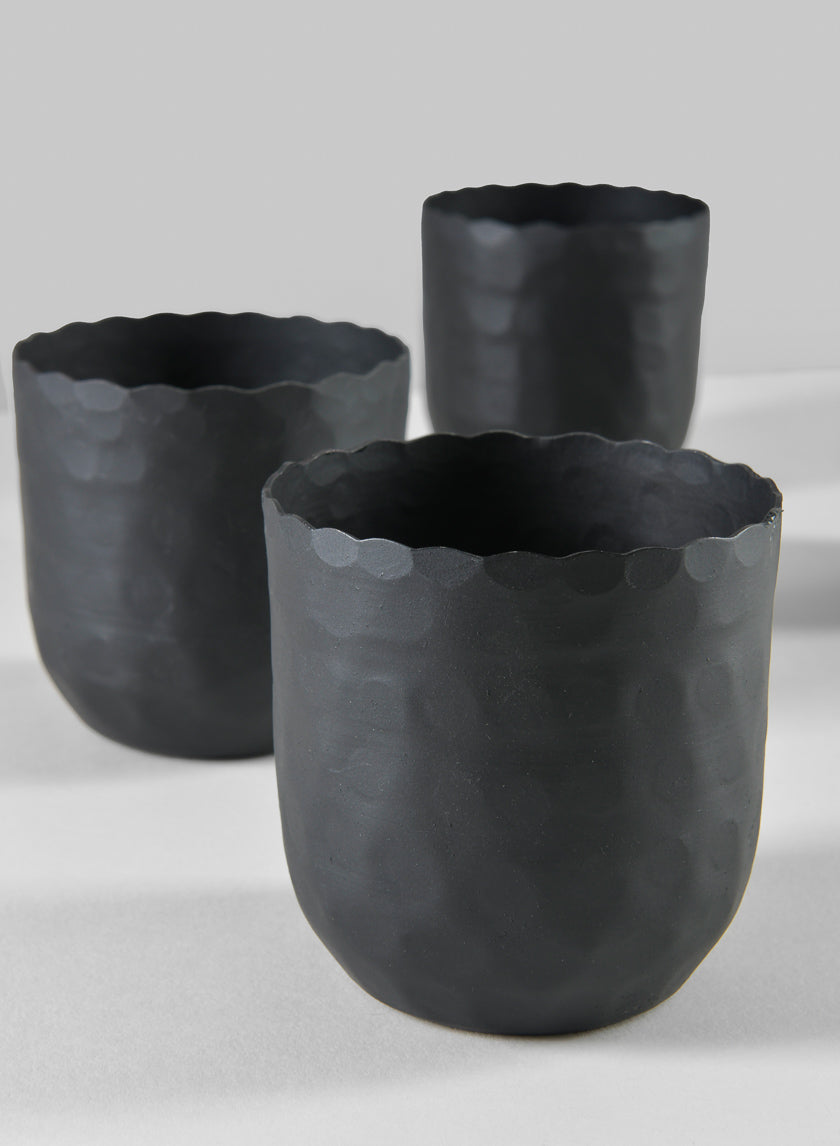 3.25in Tall Chacin Aluminum Black Mini Pots Decor Jamali-garden