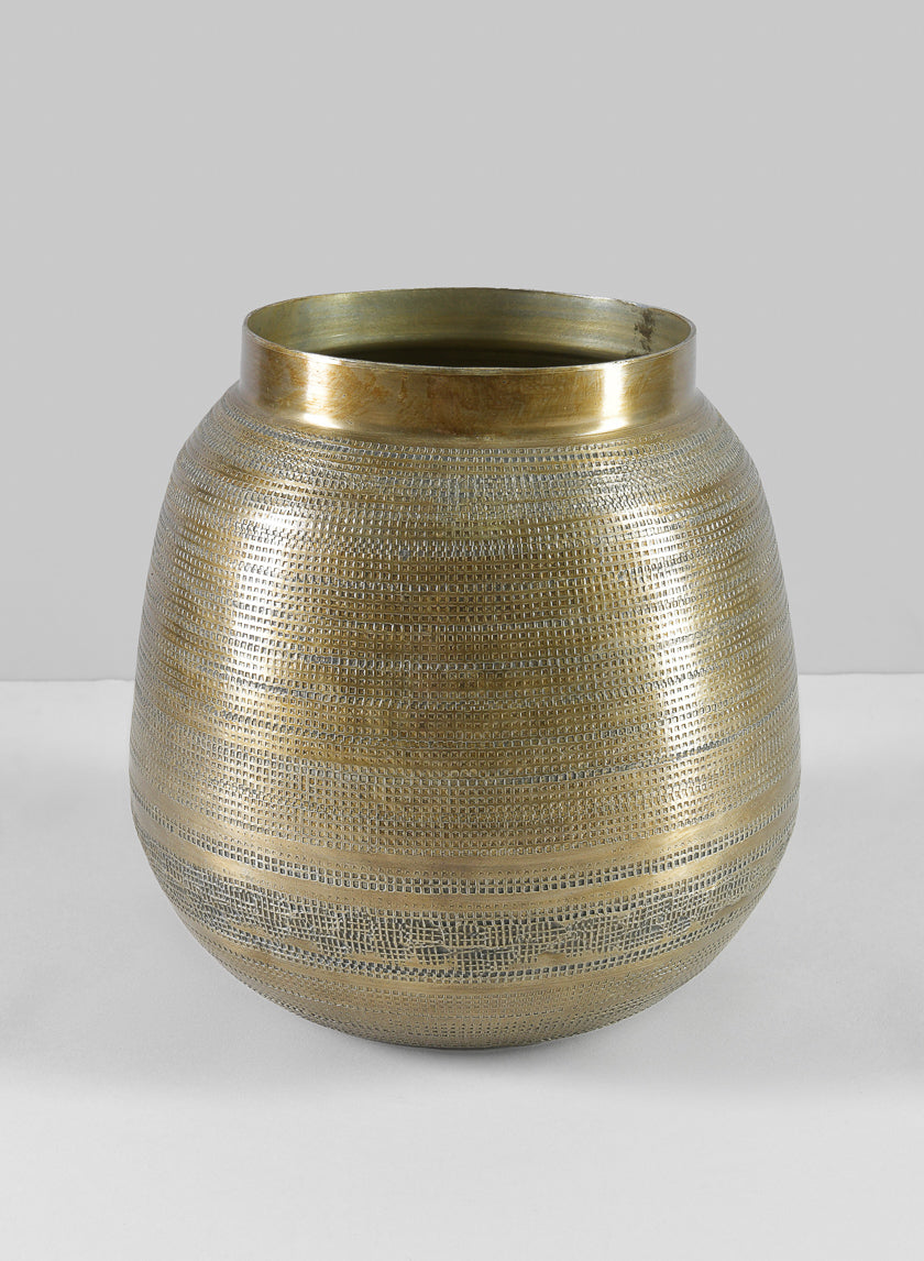 8in Tall Bactria Antique Gold Collar Planter Decor Jamali-garden