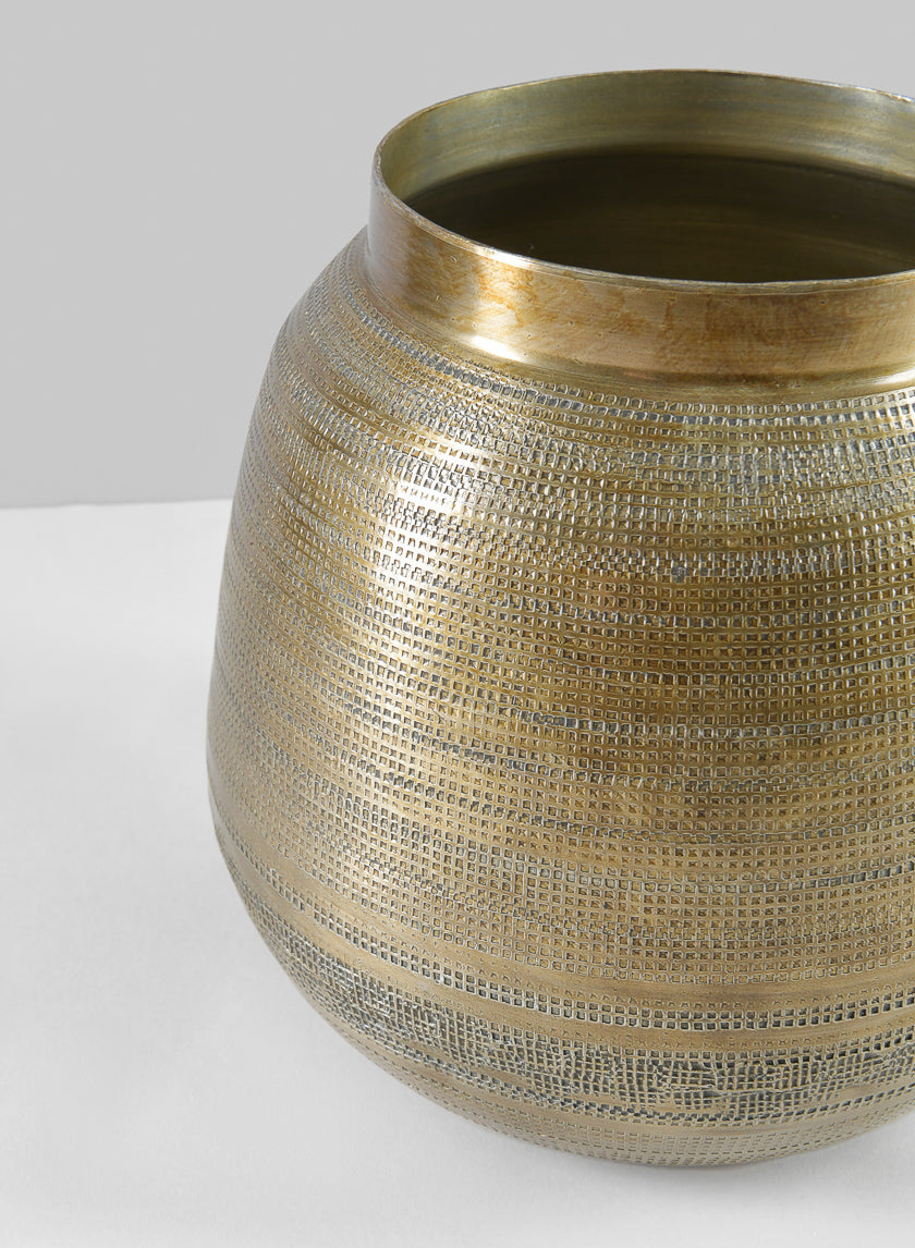 8in Tall Bactria Antique Gold Collar Planter Decor Jamali-garden