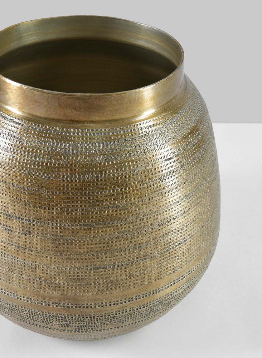 8in Tall Bactria Antique Gold Collar Planter Decor Jamali-garden