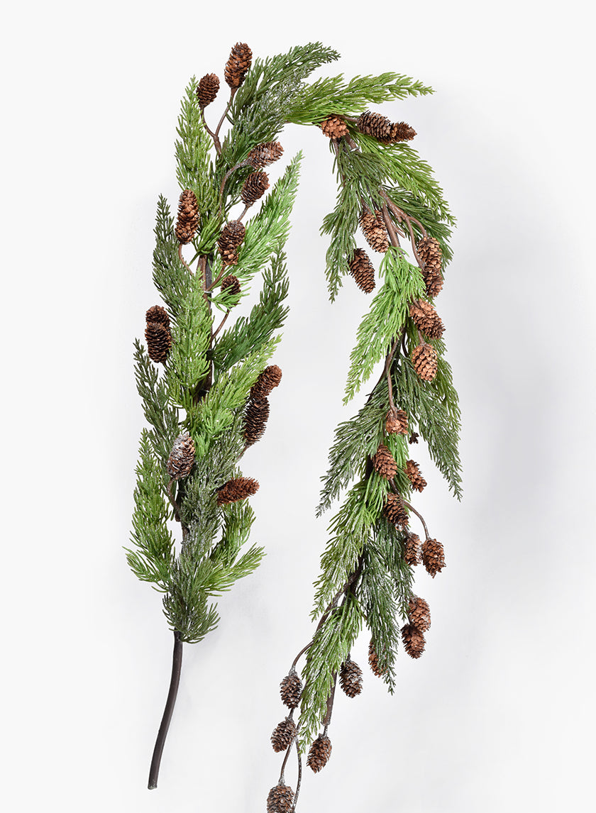 5ft Long Glittered pine Garland with Pine Cones Decor Jamali-garden