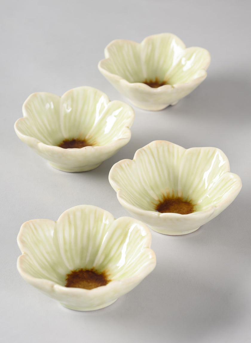 3.75in Wide Chantille Mini Flower Ceramic Bowl, Set of 4 Decor Jamali-garden
