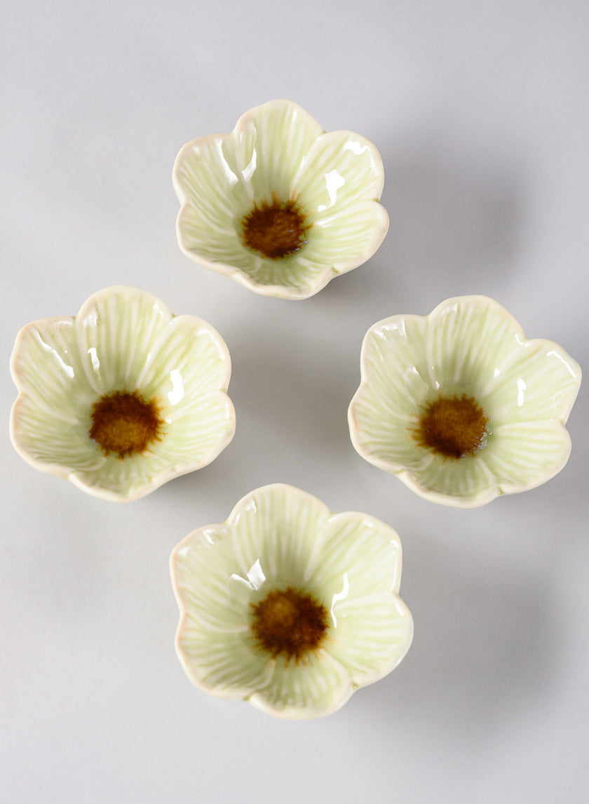 3.75in Wide Chantille Mini Flower Ceramic Bowl, Set of 4 Decor Jamali-garden