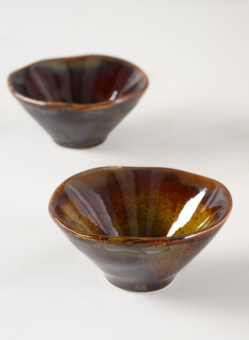 4.5in Guan Oxblood Mini Ceramic Bowls, Set of 2 Decor Jamali-garden