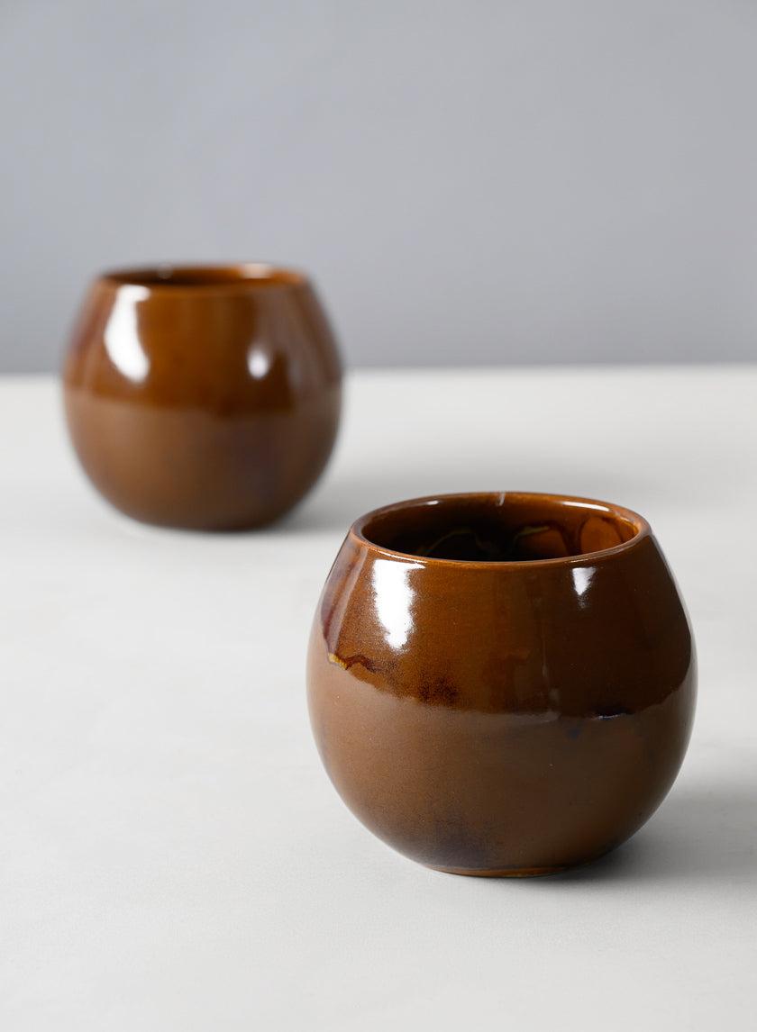 3.25in Tall Guan Oxblood Mini Ceramic Pots, Set of 2 Decor Jamali-garden