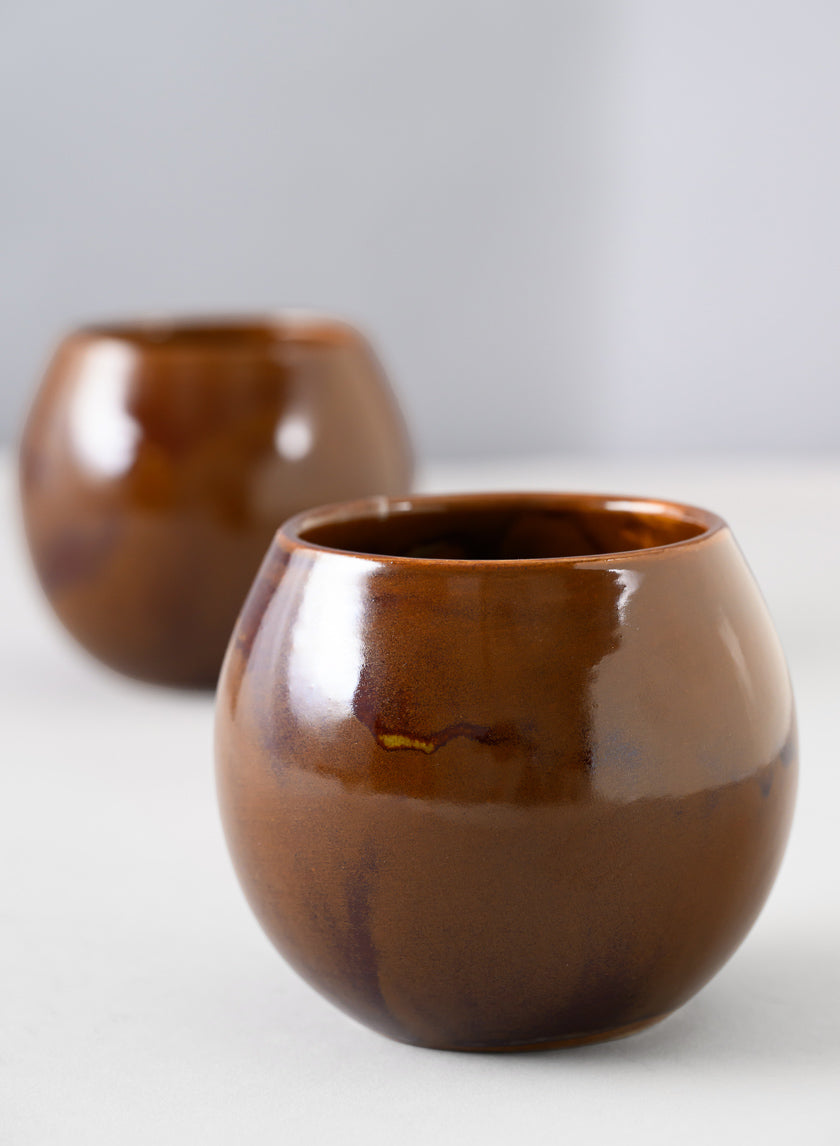 3.25in Tall Guan Oxblood Mini Ceramic Pots, Set of 2 Decor Jamali-garden