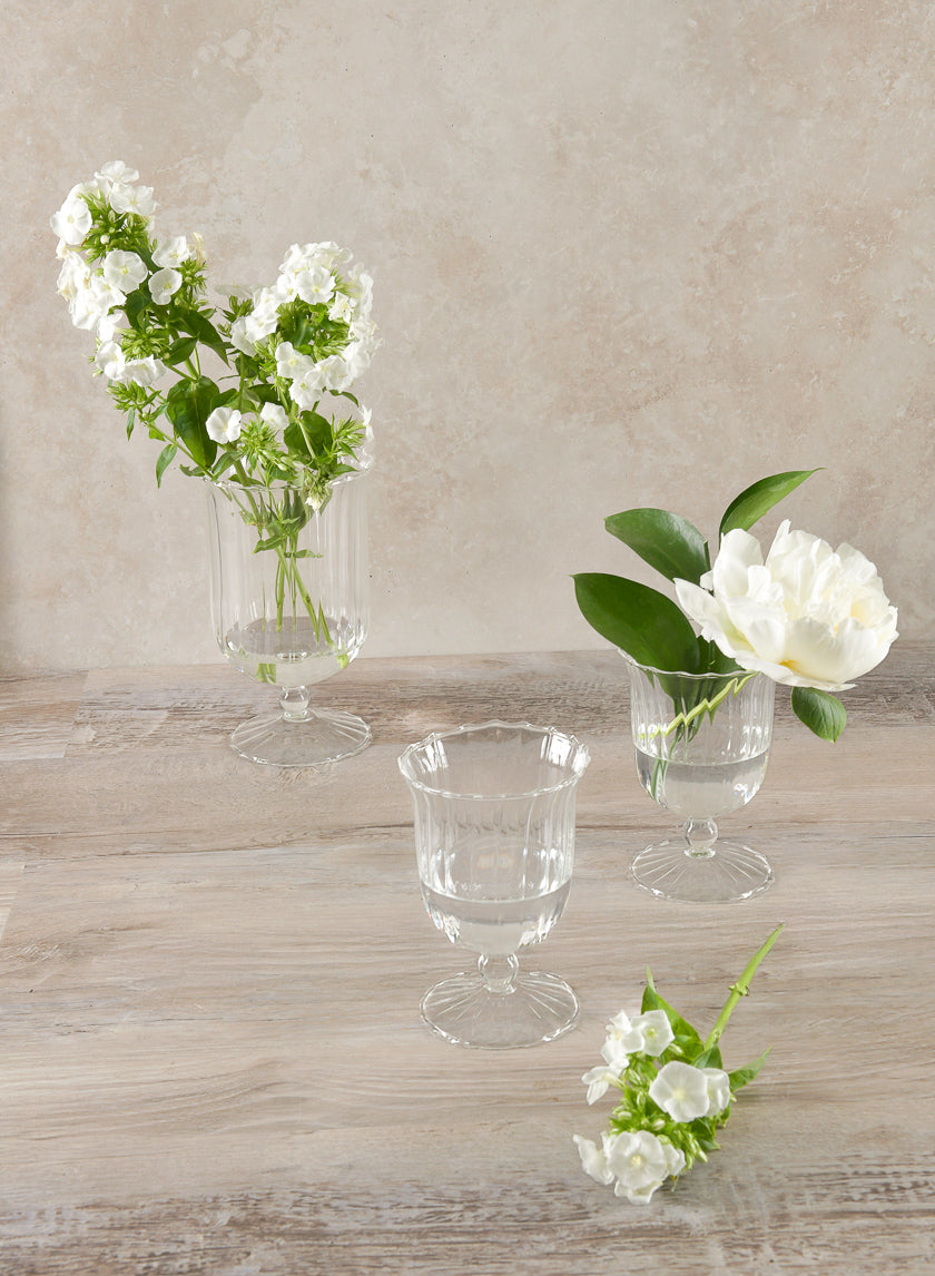 Fluted Designer Glass Urns, Set of 3 Decor Jamali-garden