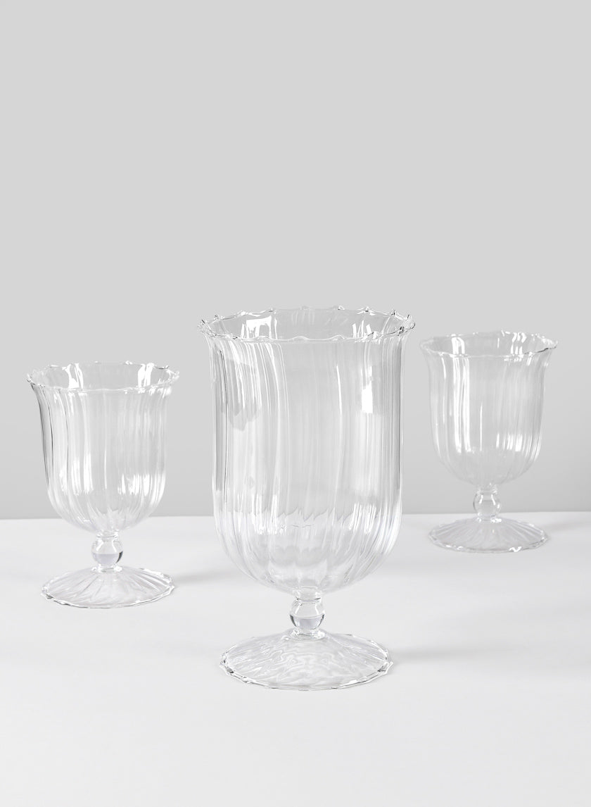 Fluted Designer Glass Urns, Set of 3 Decor Jamali-garden