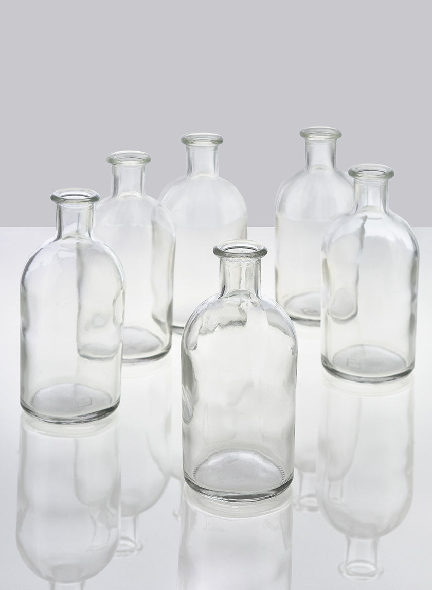5.25in Tall Clear Medicine Bottle Bud Glass Vase Decor Jamali-garden