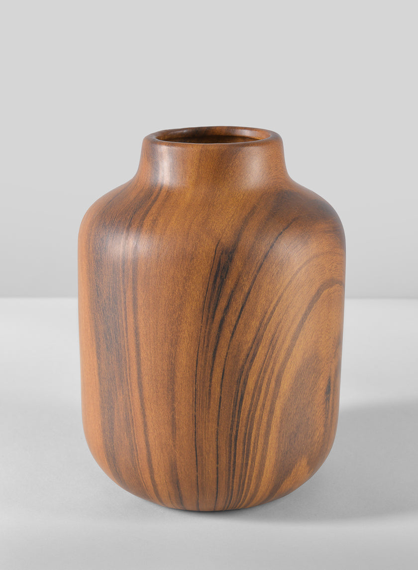 8in Tall Sakura Dark Walnut Look Ceramic Vase Decor Jamali-garden