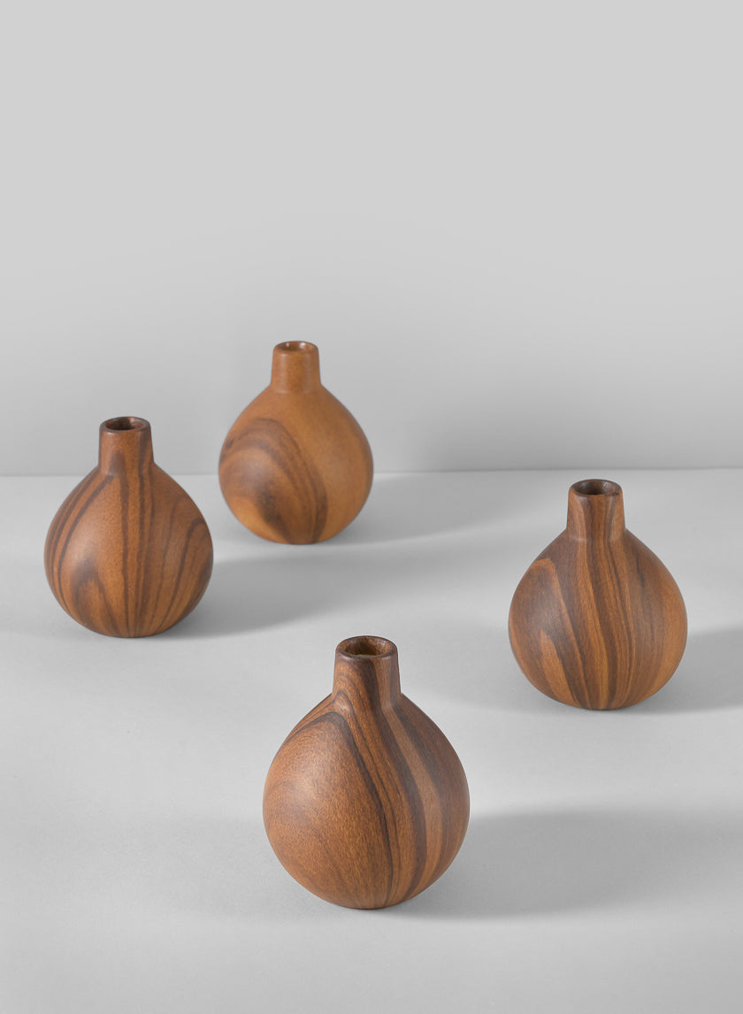 4in Tall Rabenda Dark Walnut Look Ceramic Bud Vase Decor Jamali-garden