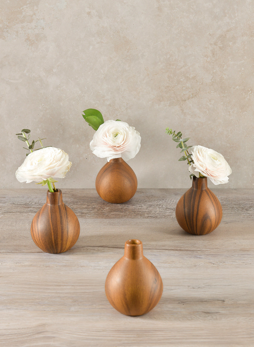 4in Tall Rabenda Dark Walnut Look Ceramic Bud Vase Decor Jamali-garden