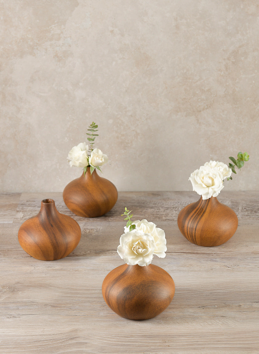 4in Tall Shobu Dark Walnut Look Ceramic Bud Vase Decor Jamali-garden