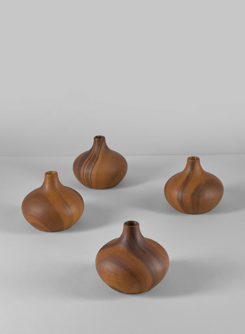 4in Tall Shobu Dark Walnut Look Ceramic Bud Vase Decor Jamali-garden