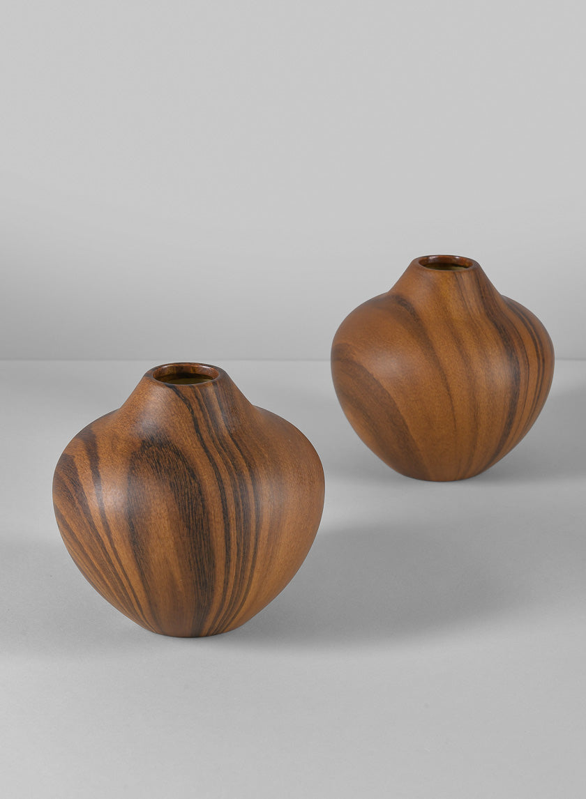 5in Tall Sumire Dark Walnut Look Ceramic Deco Vase Decor Jamali-garden