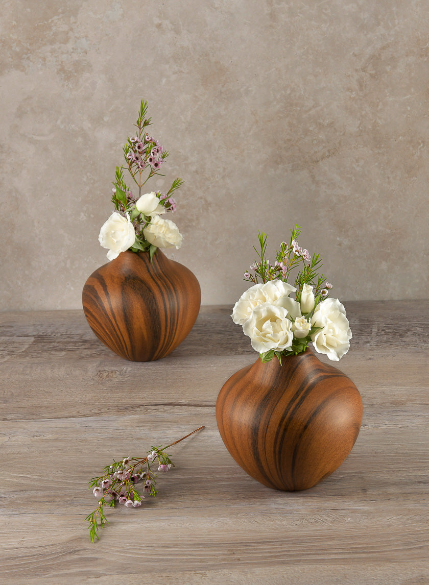 5in Tall Sumire Dark Walnut Look Ceramic Deco Vase Decor Jamali-garden