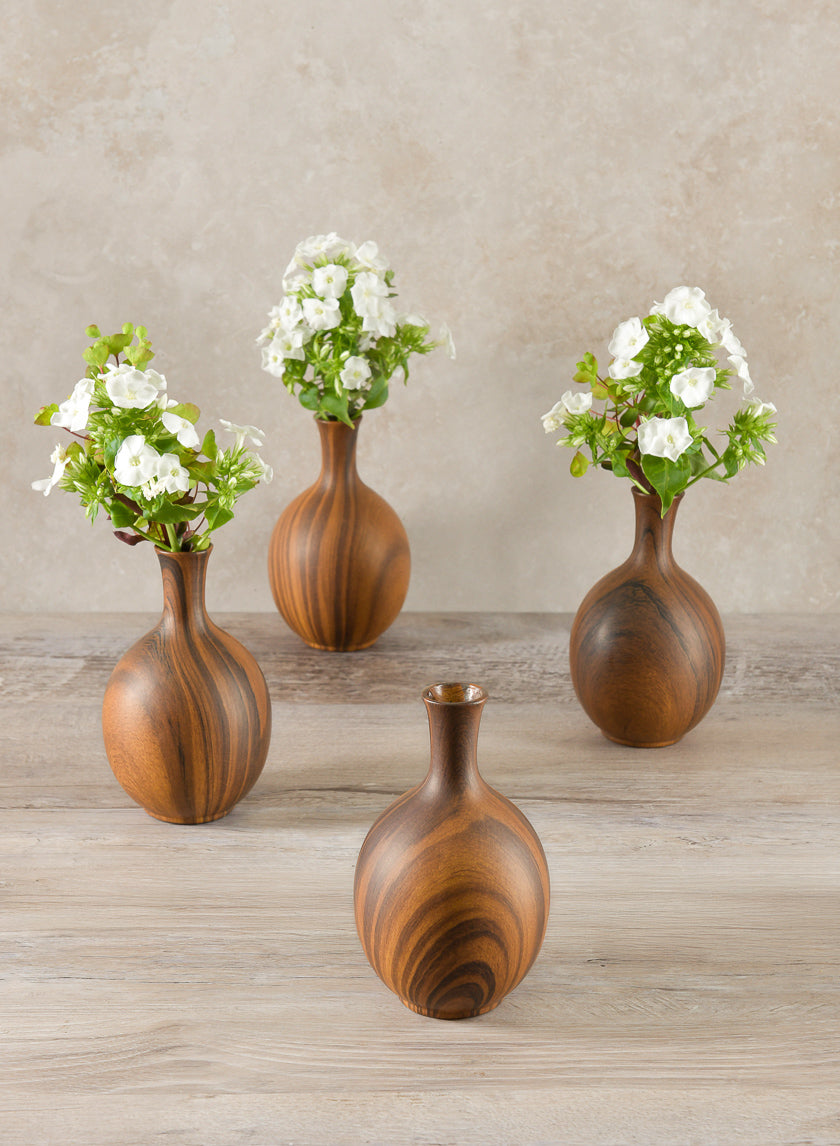 5.5in Tall Momo Dark Walnut Look Ceramic Bud Vase Decor Jamali-garden
