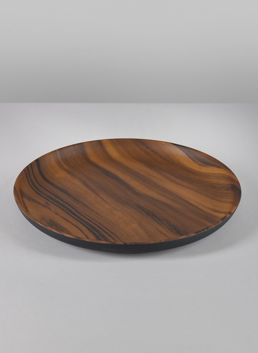 12in Wide Akai Dark Walnut Look Ceramic Decorative Plate Decor Jamali-garden
