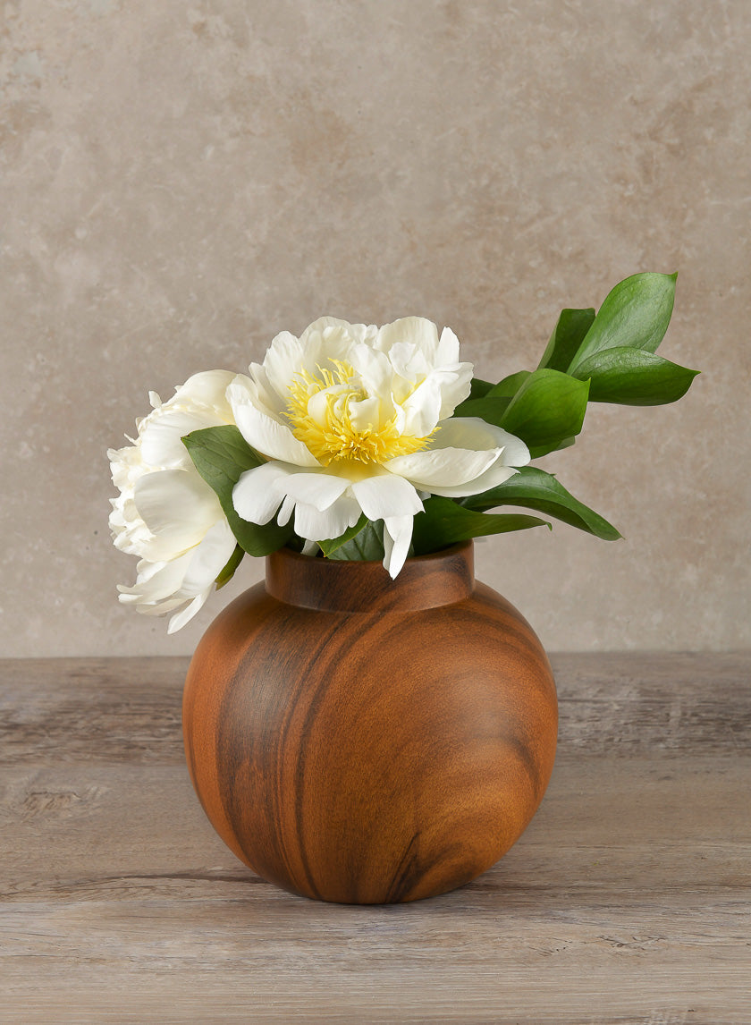 6in Tall Ume Dark Walnut Look Ceramic Vase Decor Jamali-garden