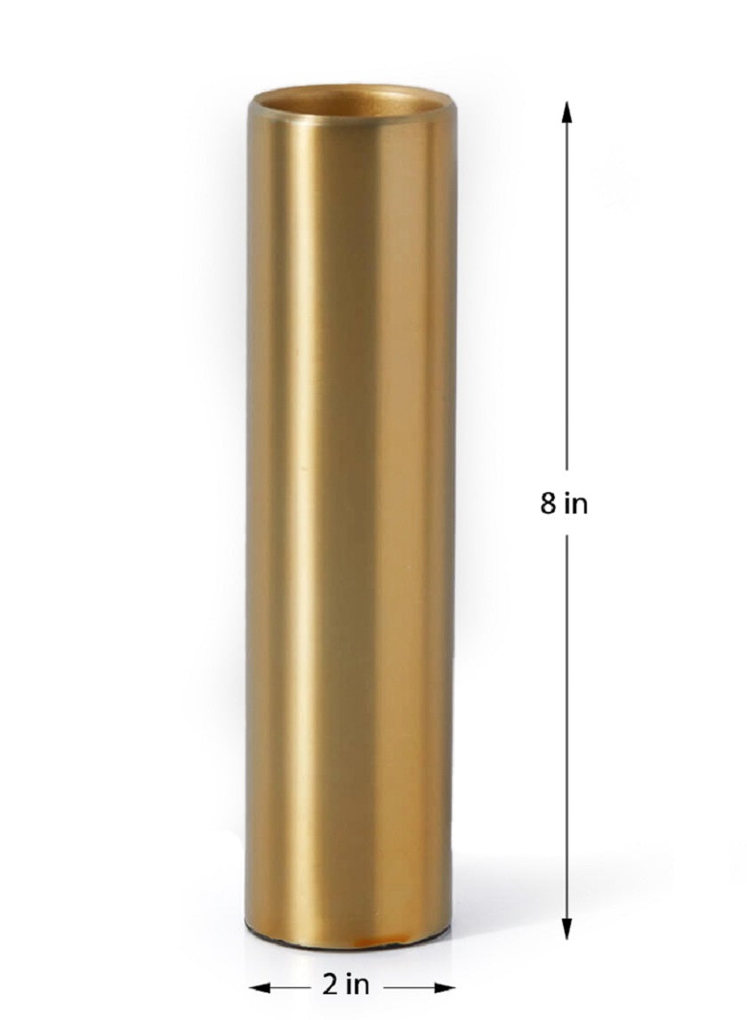 8in Tall Bretagne Matte Gold Steel Cylinder Vase Decor Jamali-garden