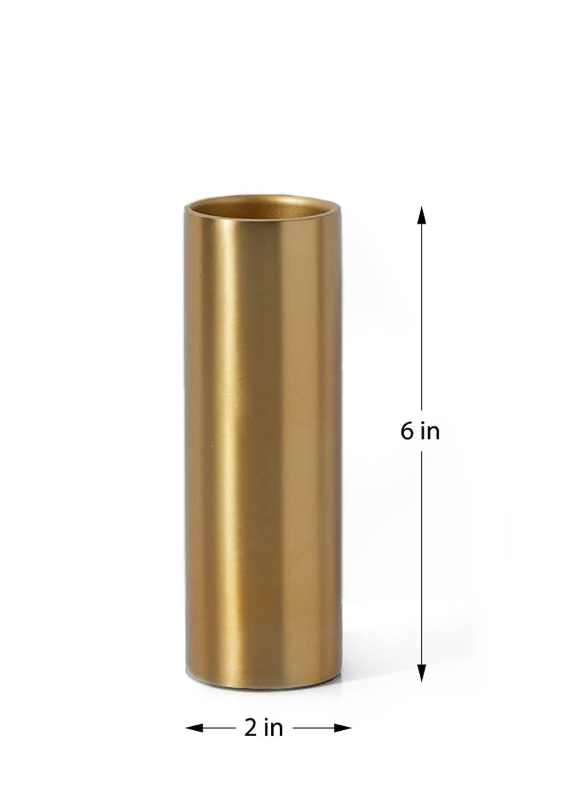 6in Tall Bretagne Matte Gold Steel Cylinder Vase Decor Jamali-garden