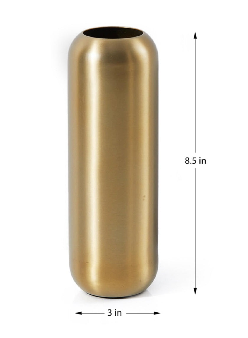 8.5in Tall Bretagne Matte Gold Steel Capsule Vas Decor Jamali-garden